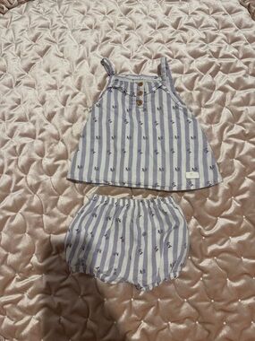 7 For All Mankind Lavender and White Striped Diaper Cover Set